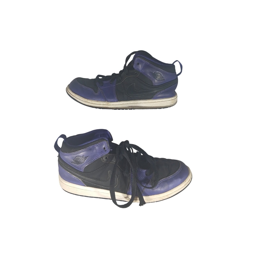 Air Jordan 1 Mid‎ SE Purple Black Youth Size 3Y Sneakers Shoes